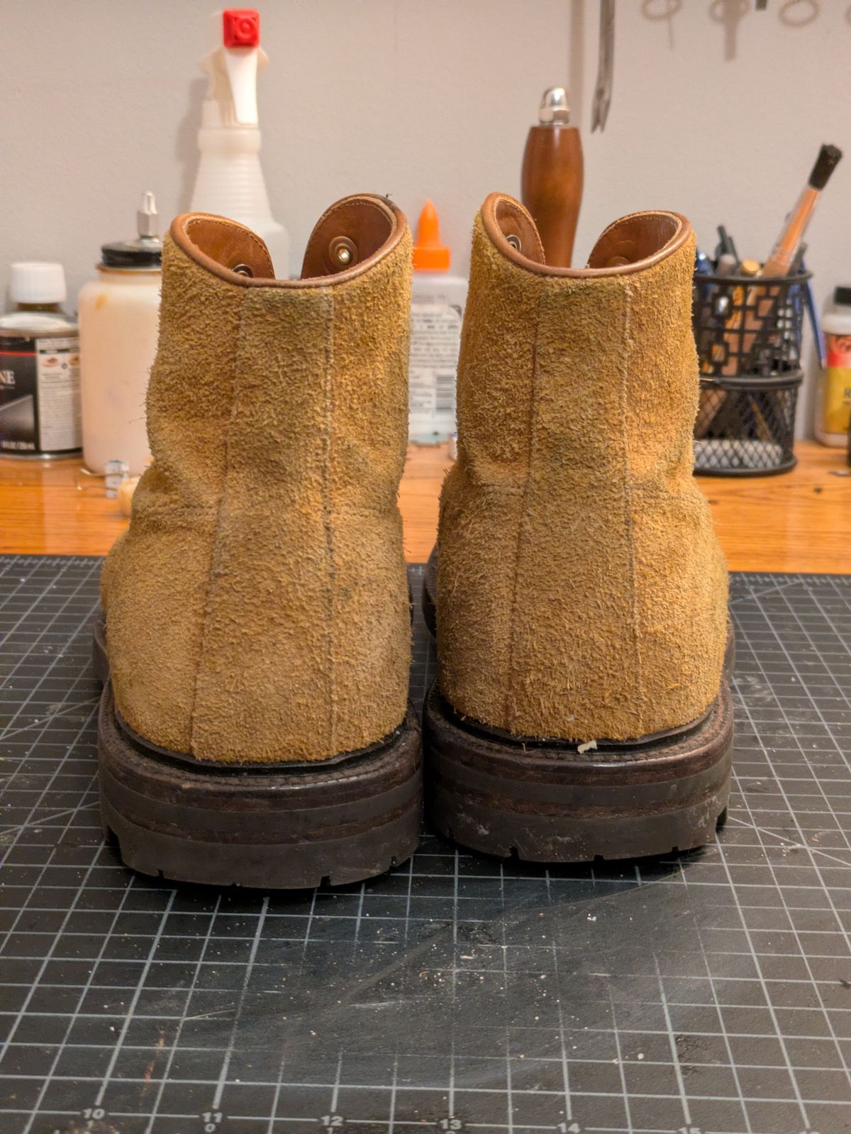 Photo by Monkley on January 6, 2026 of the Grant Stone Baroda Boot in C.F. Stead Snuff Desert Oasis Suede.