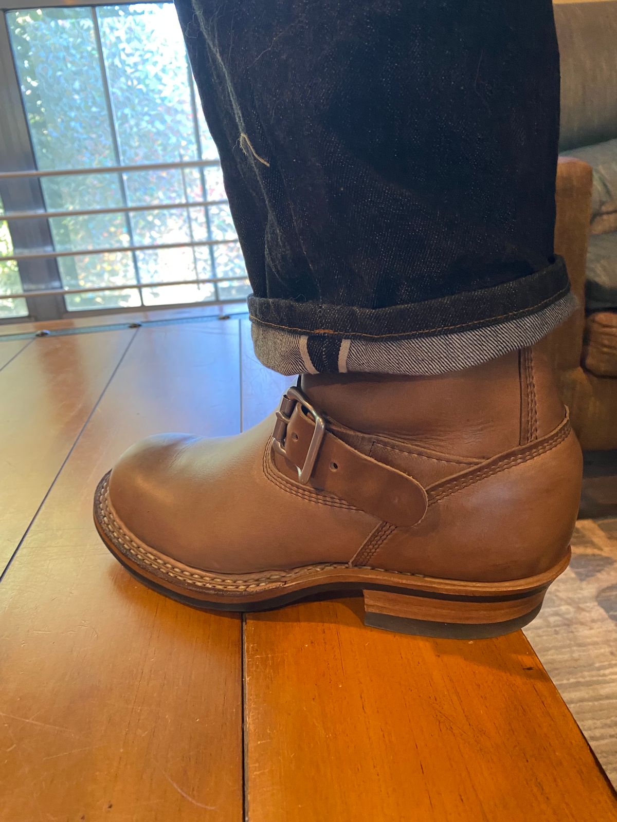 Photo by pherble on October 1, 2023 of the White's Nomad Engineer Boots in Horween Natural Chromexcel.