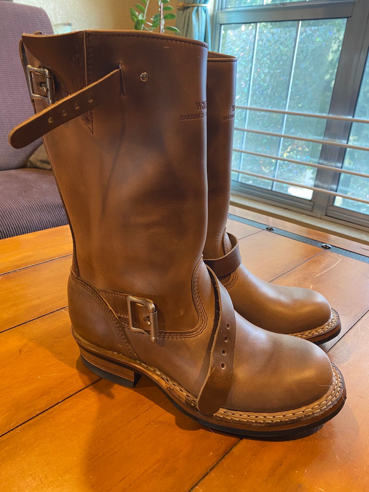 Photo by pherble on October 1, 2023 of the White's Nomad Engineer Boots in Horween Natural Chromexcel.