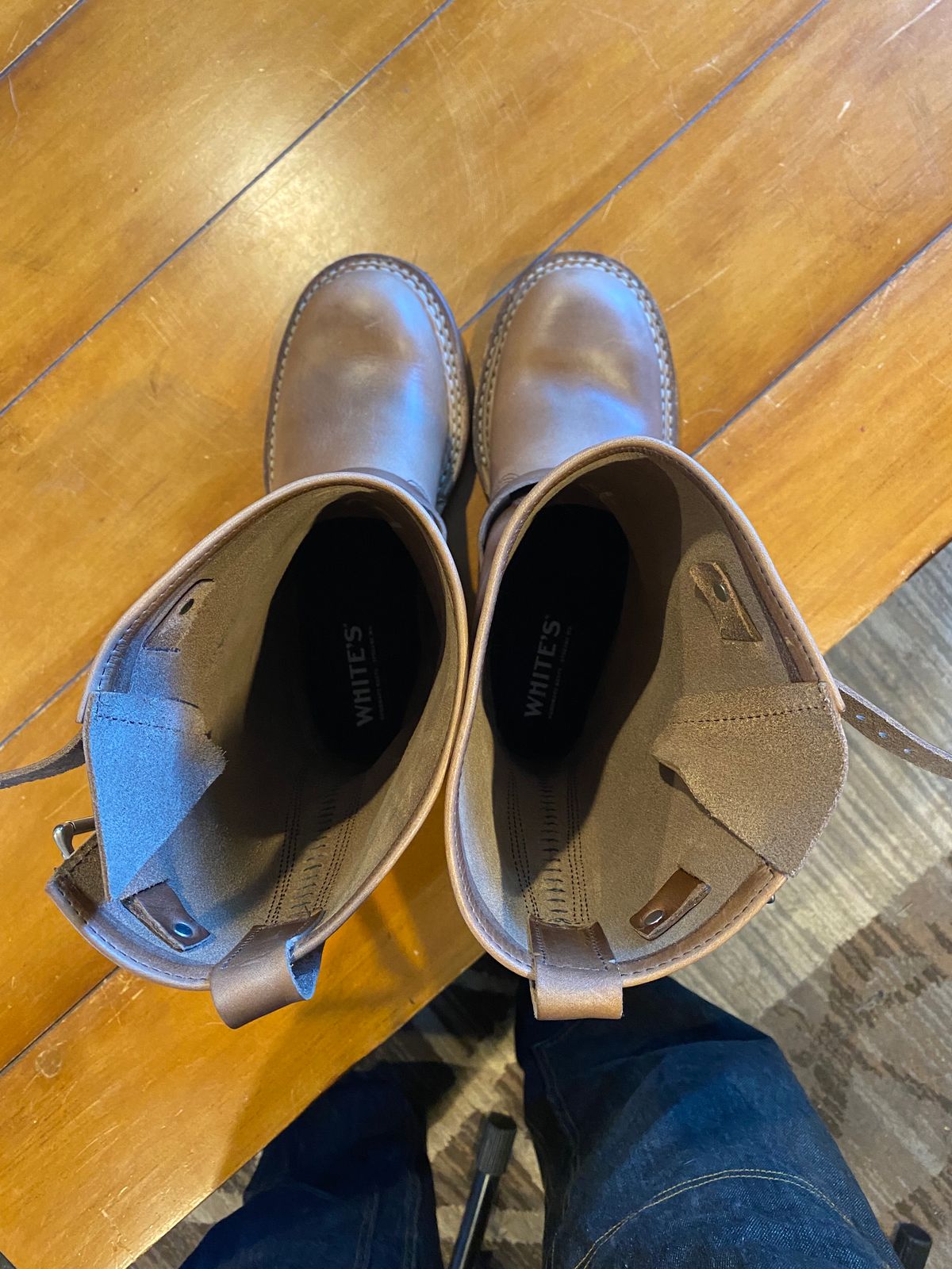 Photo by pherble on October 1, 2023 of the White's Nomad Engineer Boots in Horween Natural Chromexcel.