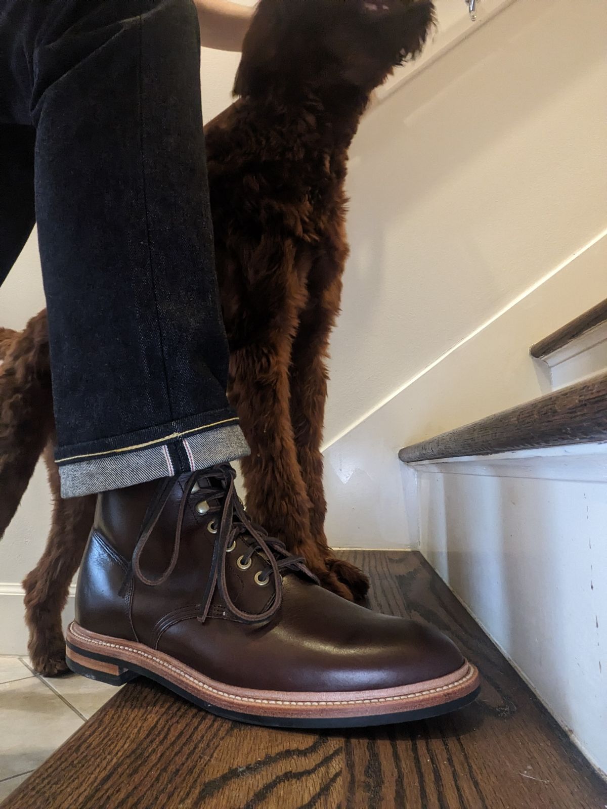 Photo by kchang21 on September 22, 2023 of the Grant Stone Diesel Boot in Horween Crimson Chromexcel.