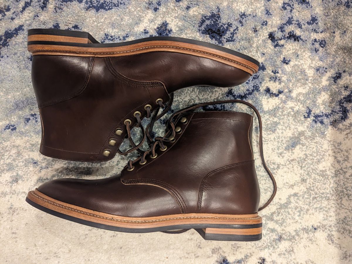 Photo by kchang21 on October 1, 2023 of the Grant Stone Diesel Boot in Horween Crimson Chromexcel.