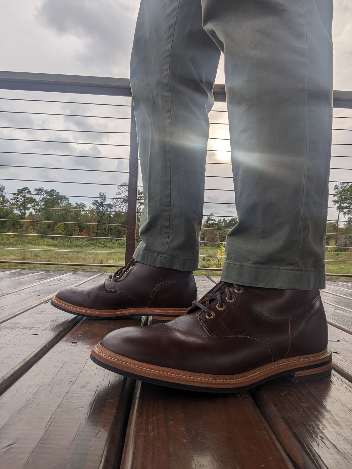 Photo by kchang21 on October 8, 2023 of the Grant Stone Diesel Boot in Horween Crimson Chromexcel.