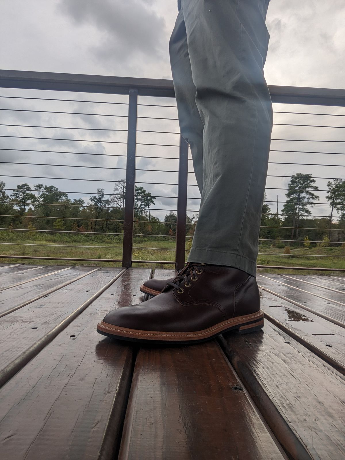 Photo by kchang21 on October 8, 2023 of the Grant Stone Diesel Boot in Horween Crimson Chromexcel.