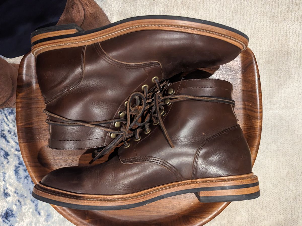 Photo by kchang21 on November 3, 2023 of the Grant Stone Diesel Boot in Horween Crimson Chromexcel.