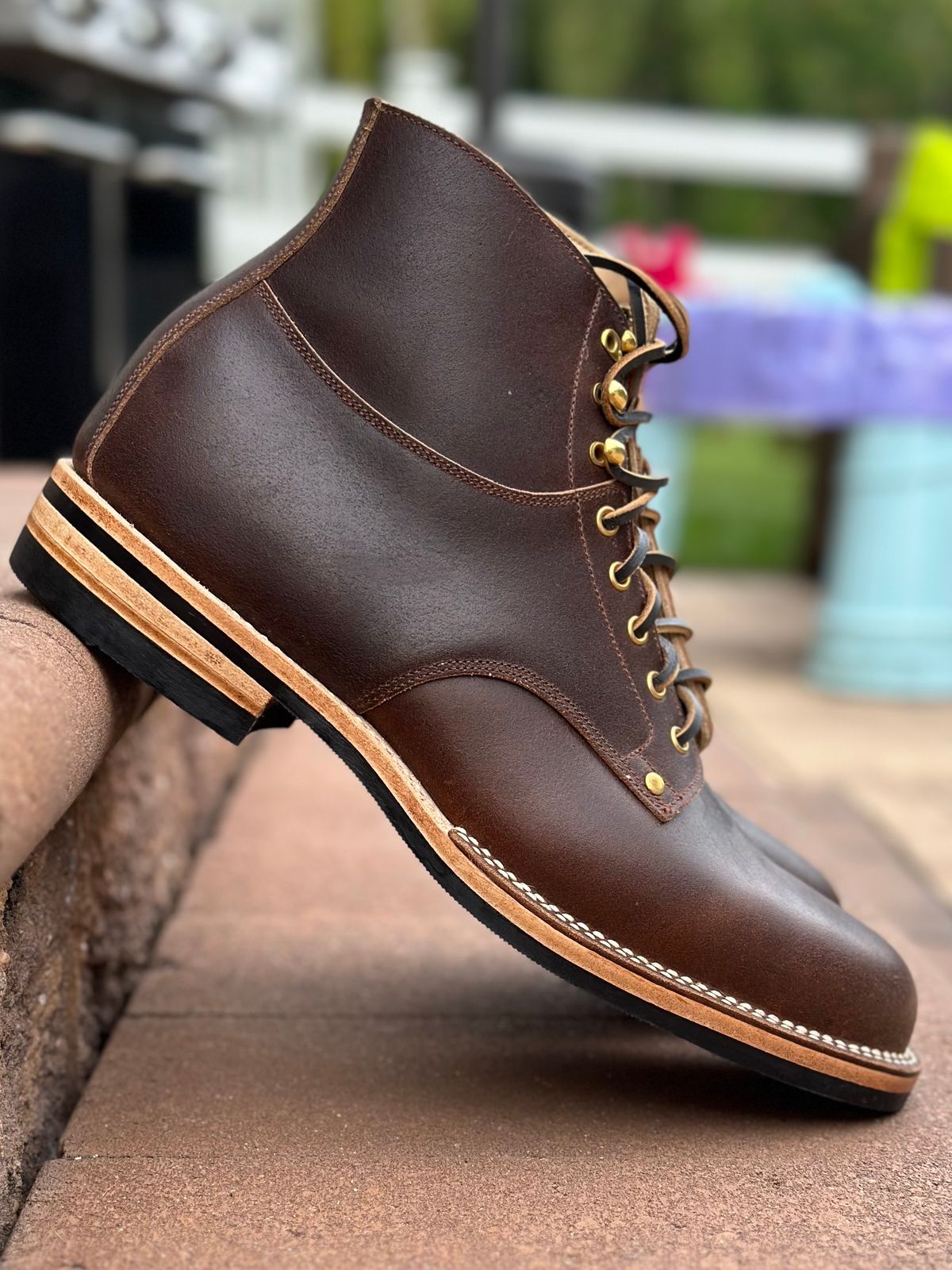 Photo by horweendreams on October 5, 2023 of the Østmo Type I in Horween Cinnamon Waxed Flesh.