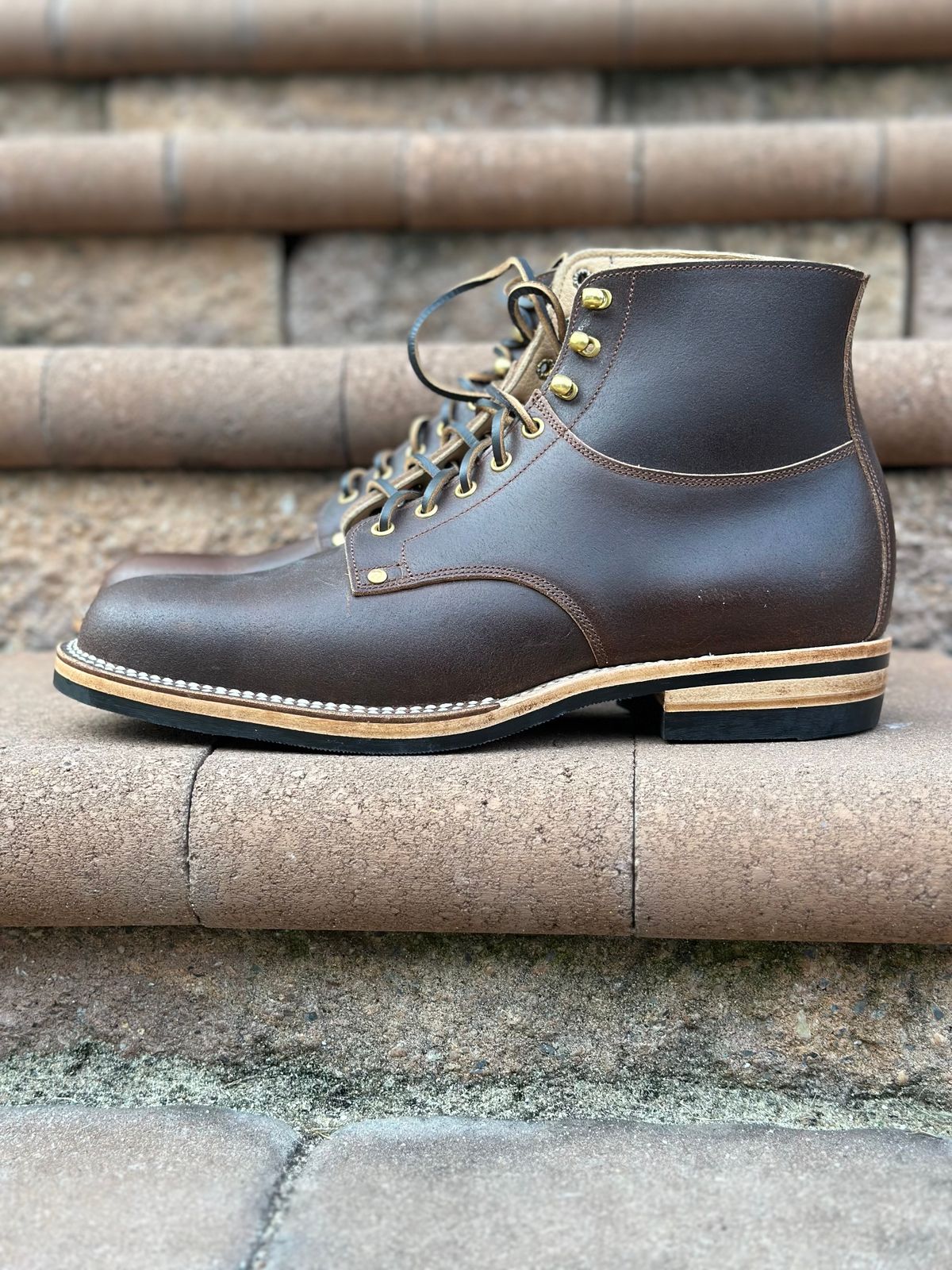 Photo by horweendreams on October 5, 2023 of the Østmo Type I in Horween Cinnamon Waxed Flesh.