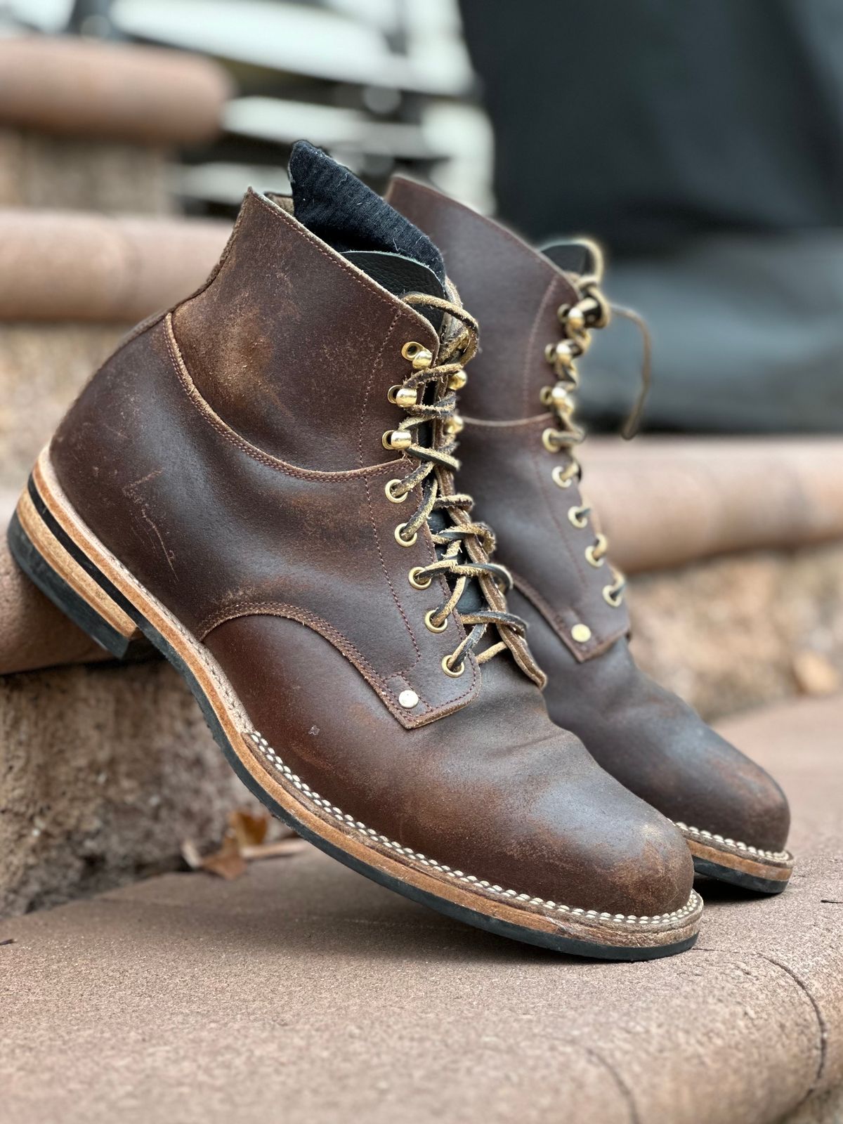 Photo by horweendreams on December 1, 2023 of the Østmo Type I in Horween Cinnamon Waxed Flesh.