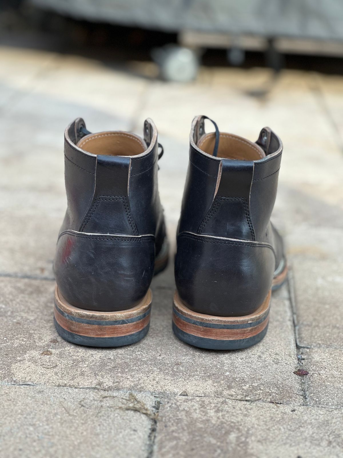 Photo by horweendreams on November 5, 2023 of the Viberg Service Boot BCT in Maryam Black Horsebutt.