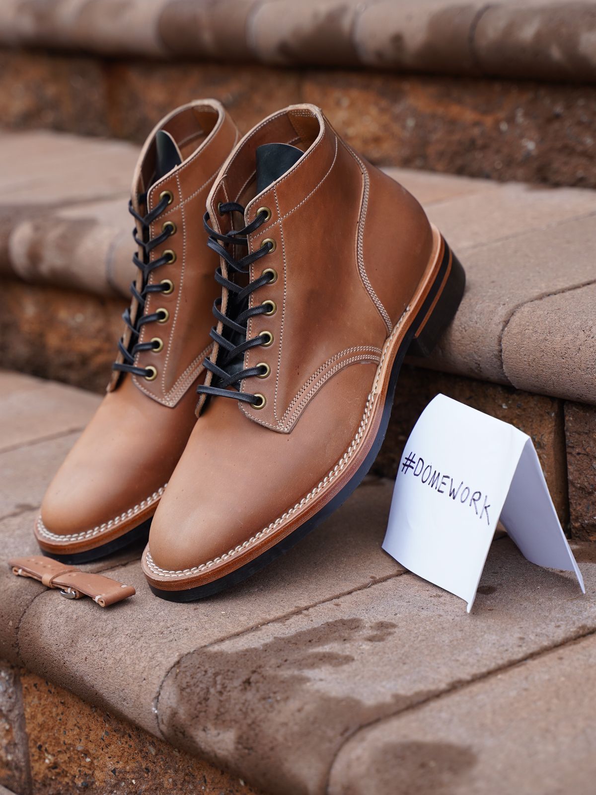 Photo by horweendreams on October 4, 2022 of the Onderhoud SVC01 Boondocker in Horween Unglazed Natural Shell Cordovan.