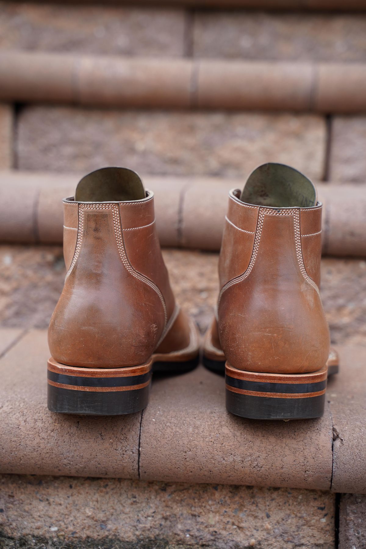 Photo by horweendreams on November 5, 2022 of the Onderhoud SVC01 Boondocker in Horween Unglazed Natural Shell Cordovan.