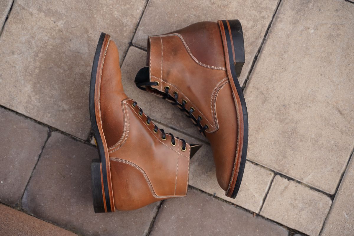 Photo by horweendreams on November 5, 2022 of the Onderhoud SVC01 Boondocker in Horween Unglazed Natural Shell Cordovan.