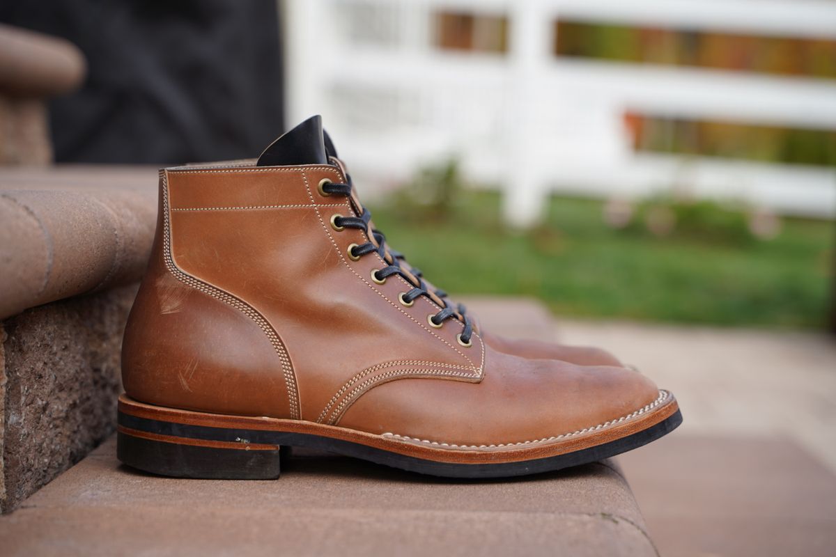 Photo by horweendreams on November 5, 2022 of the Onderhoud SVC01 Boondocker in Horween Unglazed Natural Shell Cordovan.