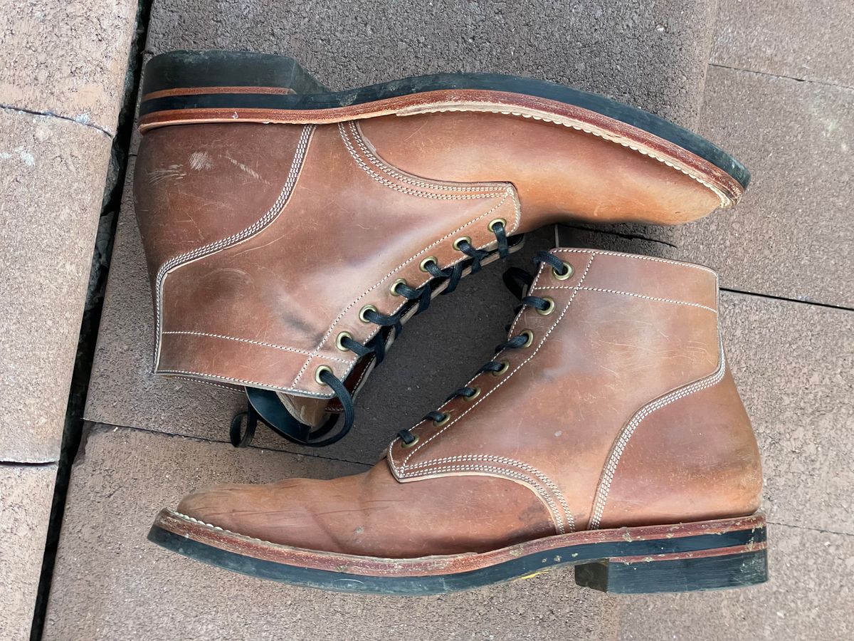 Photo by horweendreams on December 5, 2022 of the Onderhoud SVC01 Boondocker in Horween Unglazed Natural Shell Cordovan.