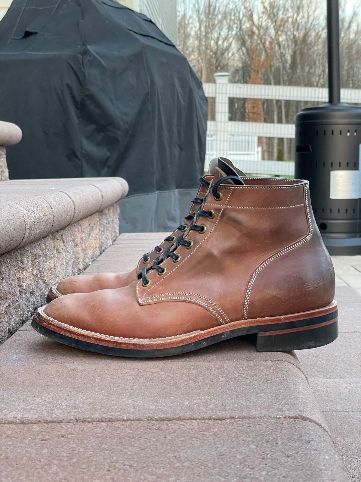 Photo by horweendreams on December 5, 2022 of the Onderhoud SVC01 Boondocker in Horween Unglazed Natural Shell Cordovan.
