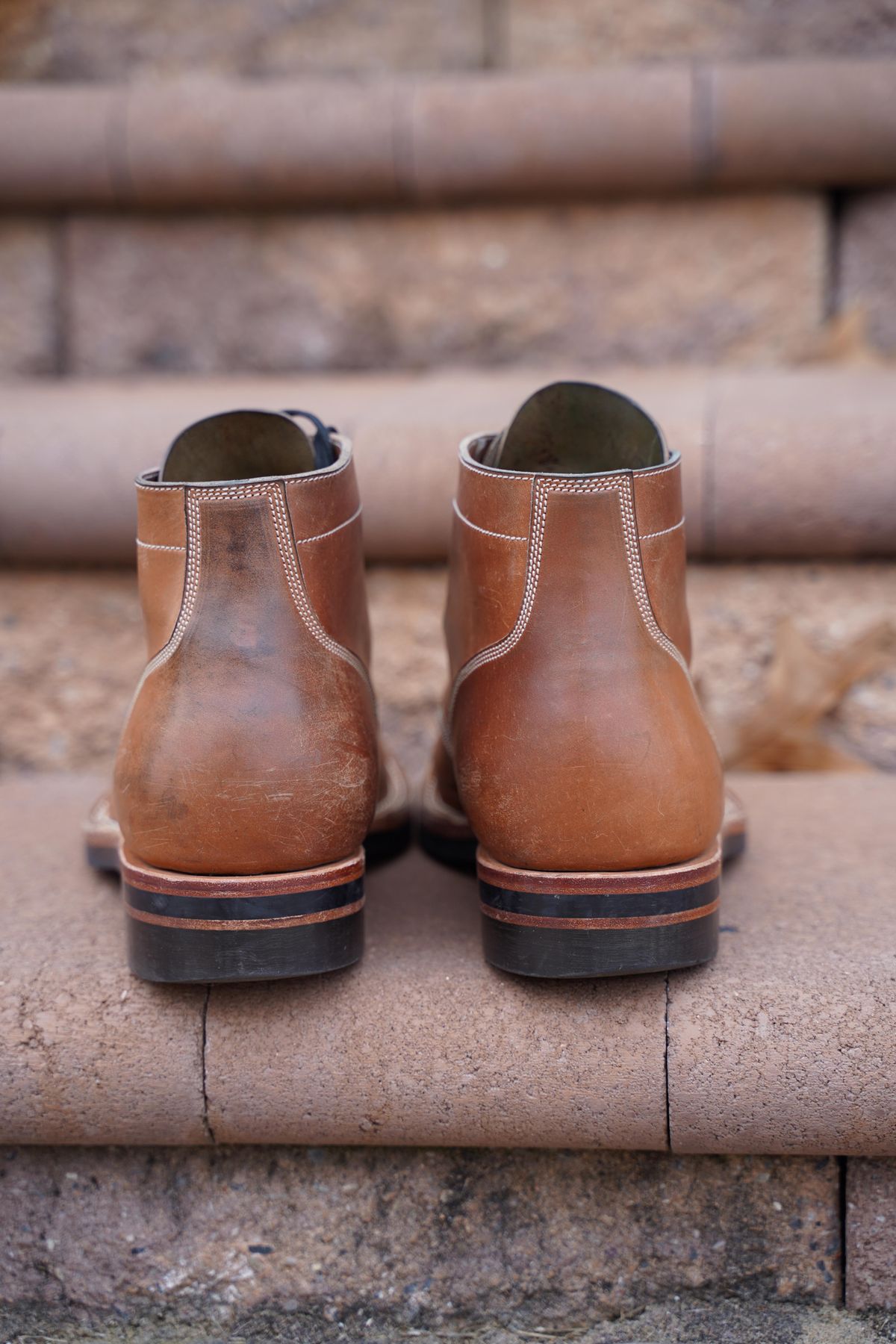 Photo by horweendreams on February 5, 2023 of the Onderhoud SVC01 Boondocker in Horween Unglazed Natural Shell Cordovan.