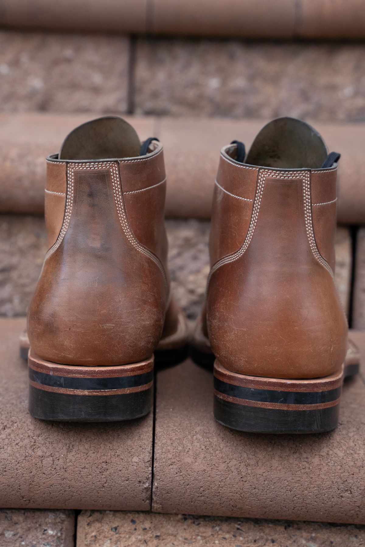 Photo by horweendreams on March 4, 2023 of the Onderhoud SVC01 Boondocker in Horween Unglazed Natural Shell Cordovan.