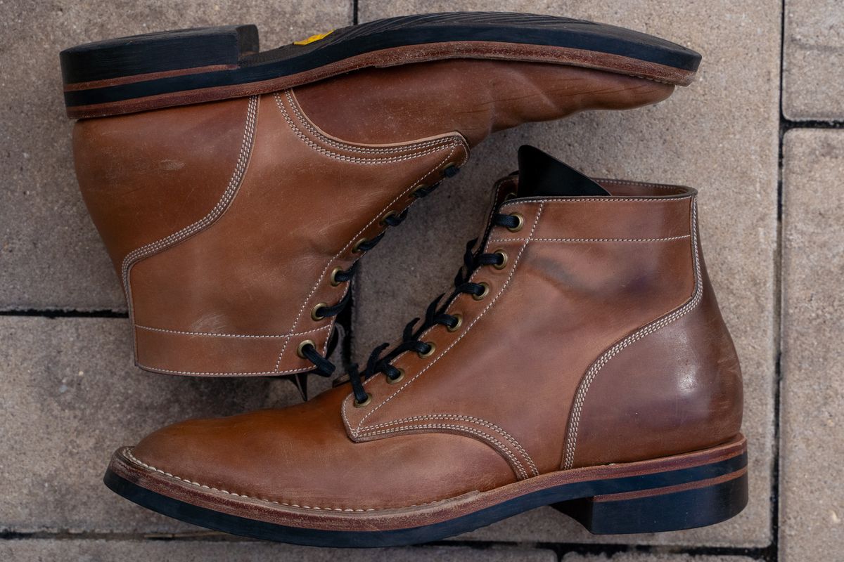 Photo by horweendreams on March 4, 2023 of the Onderhoud SVC01 Boondocker in Horween Unglazed Natural Shell Cordovan.