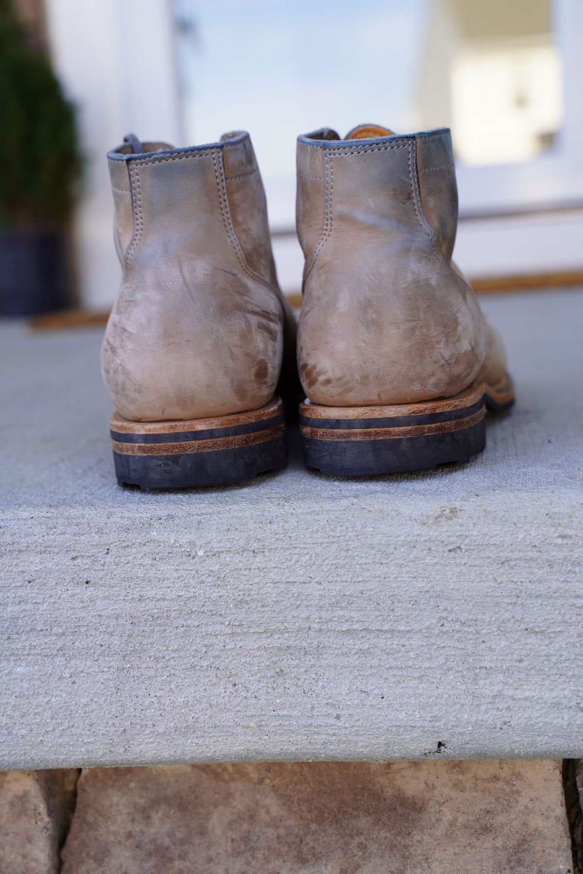 Photo by horweendreams on December 3, 2021 of the Viberg Service Boot in Maryam Light Grey Horsebutt.