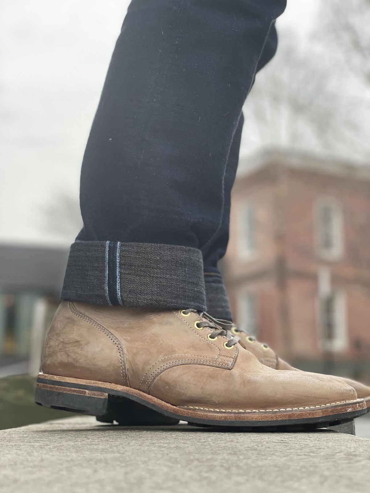 Photo by horweendreams on April 5, 2022 of the Viberg Service Boot in Maryam Light Grey Horsebutt.