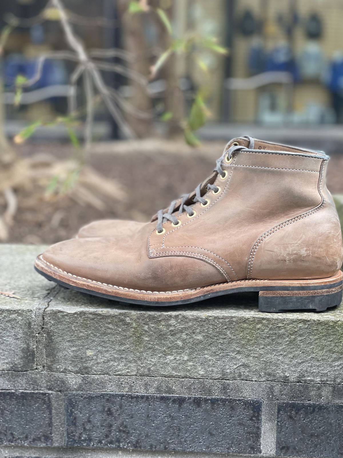 Photo by horweendreams on April 5, 2022 of the Viberg Service Boot in Maryam Light Grey Horsebutt.