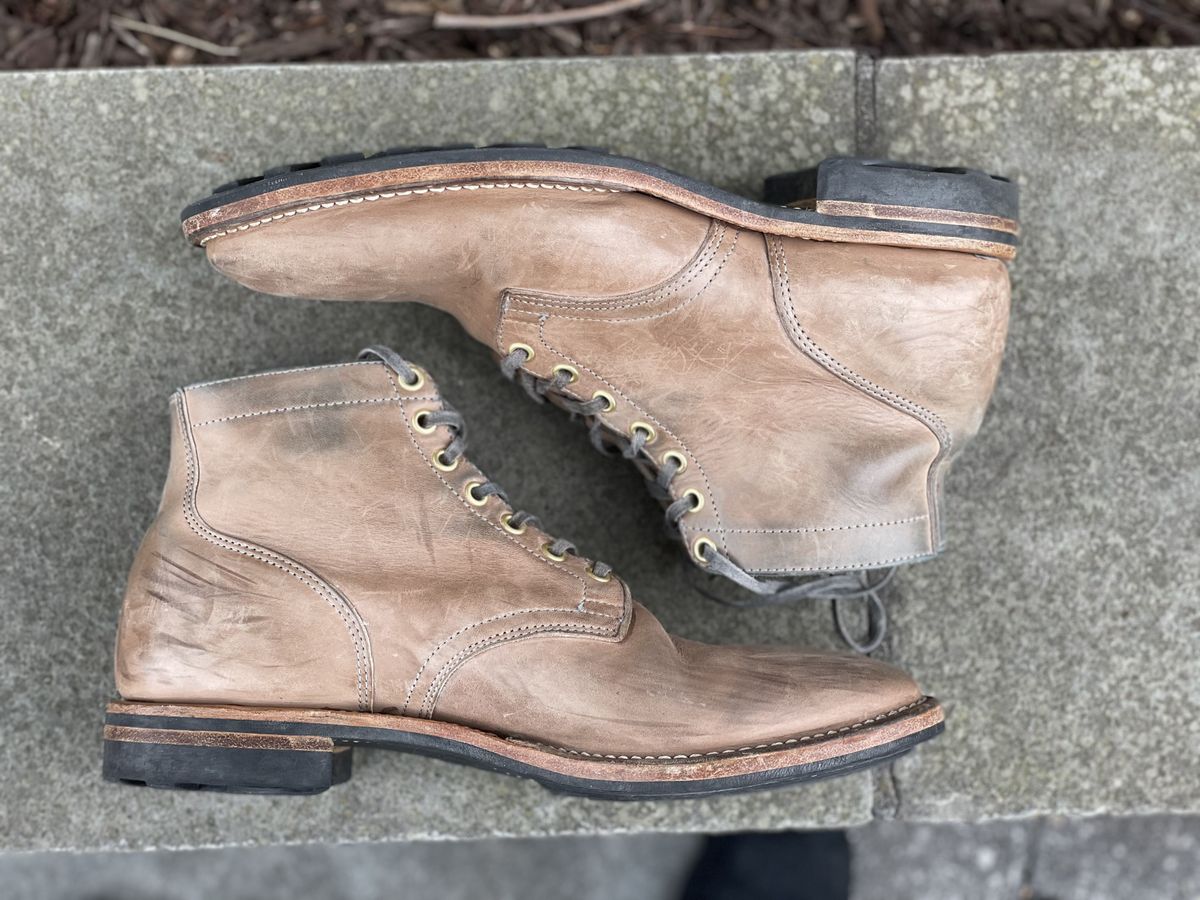 Photo by horweendreams on April 5, 2022 of the Viberg Service Boot in Maryam Light Grey Horsebutt.