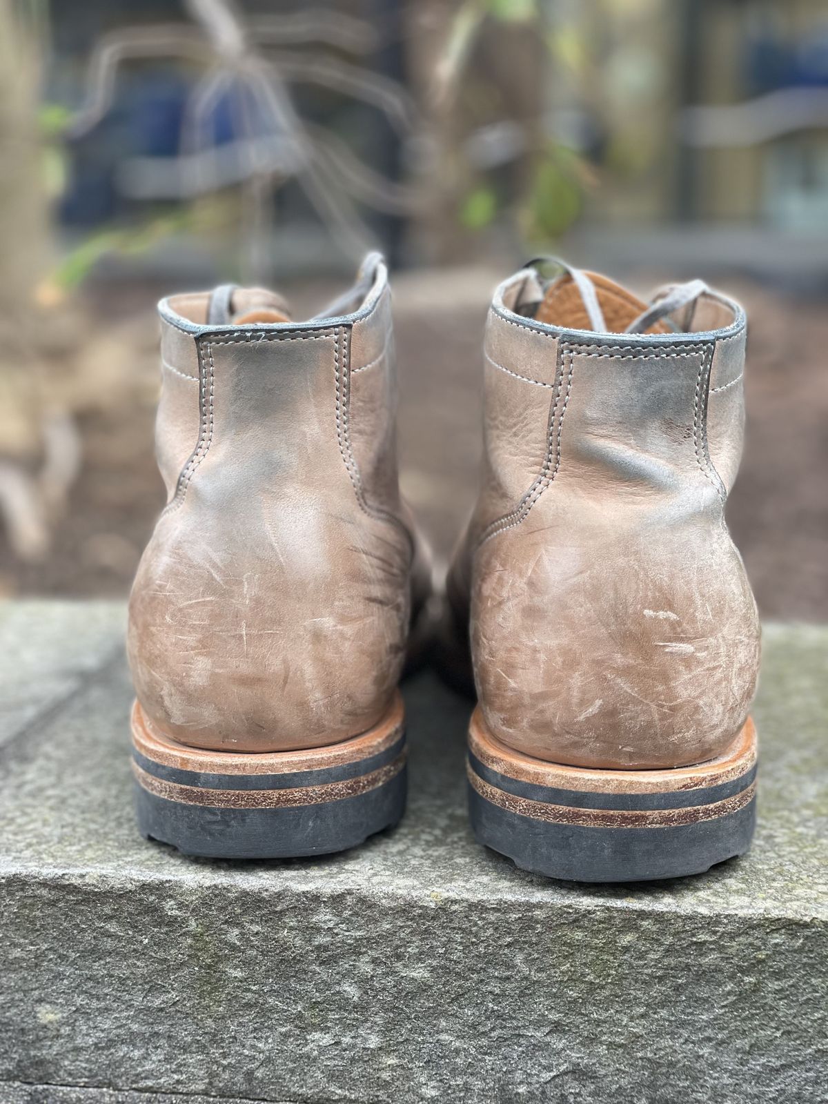 Photo by horweendreams on April 5, 2022 of the Viberg Service Boot in Maryam Light Grey Horsebutt.