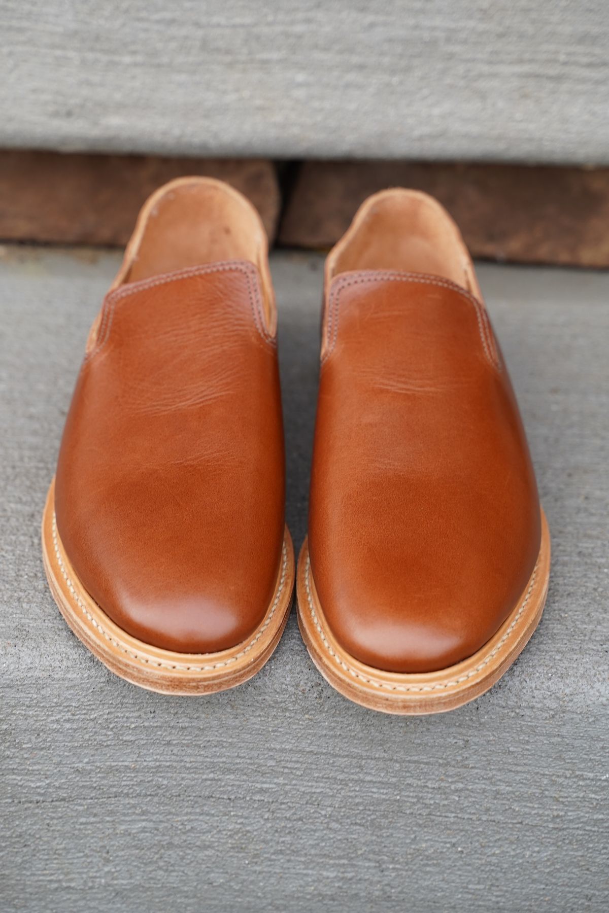 Photo by horweendreams on October 6, 2022 of the Viberg Slipper in C.F. Stead Dark Snuff Regency Calf.