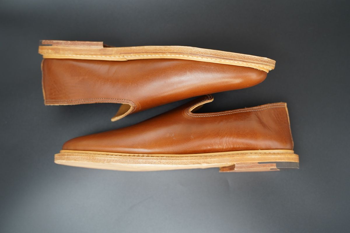 Photo by horweendreams on October 6, 2022 of the Viberg Slipper in C.F. Stead Dark Snuff Regency Calf.