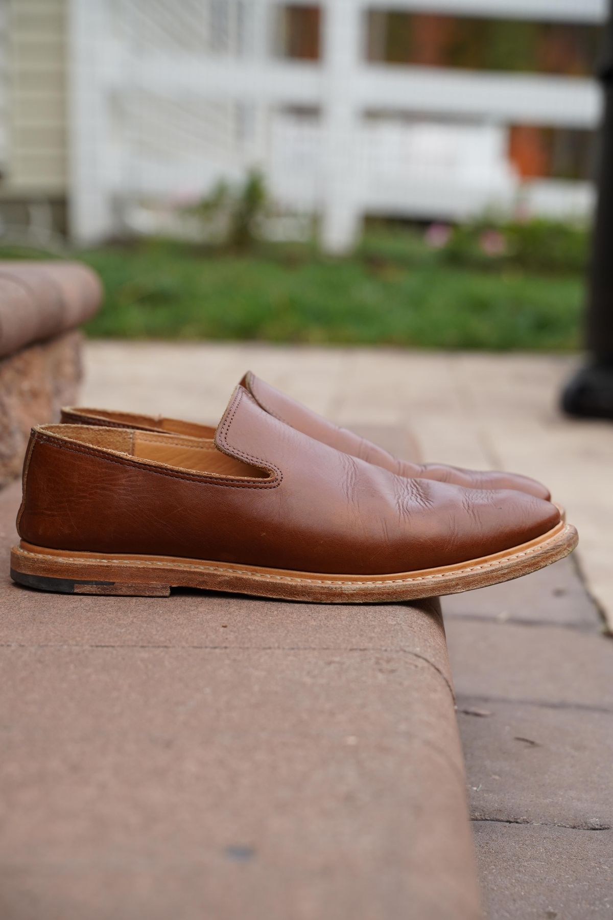 Photo by horweendreams on November 11, 2022 of the Viberg Slipper in C.F. Stead Dark Snuff Regency Calf.