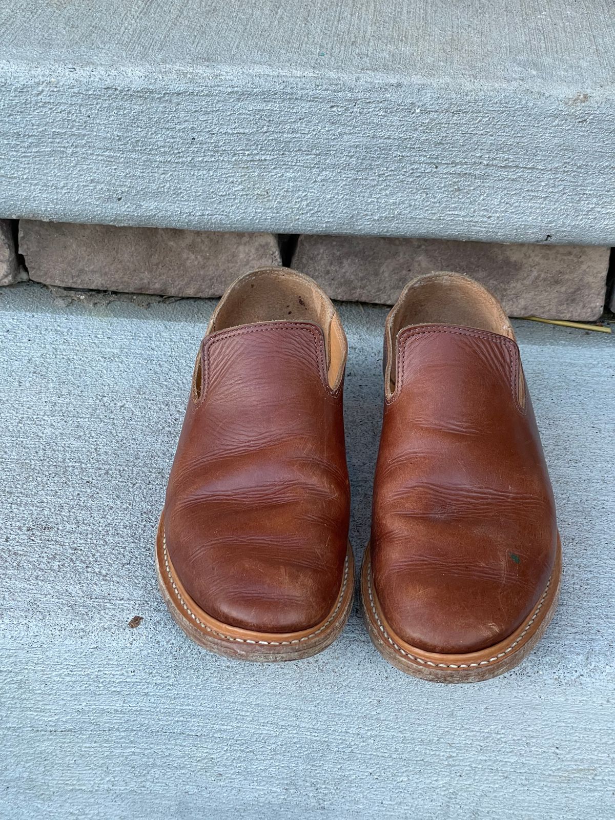 Photo by horweendreams on January 6, 2023 of the Viberg Slipper in C.F. Stead Dark Snuff Regency Calf.