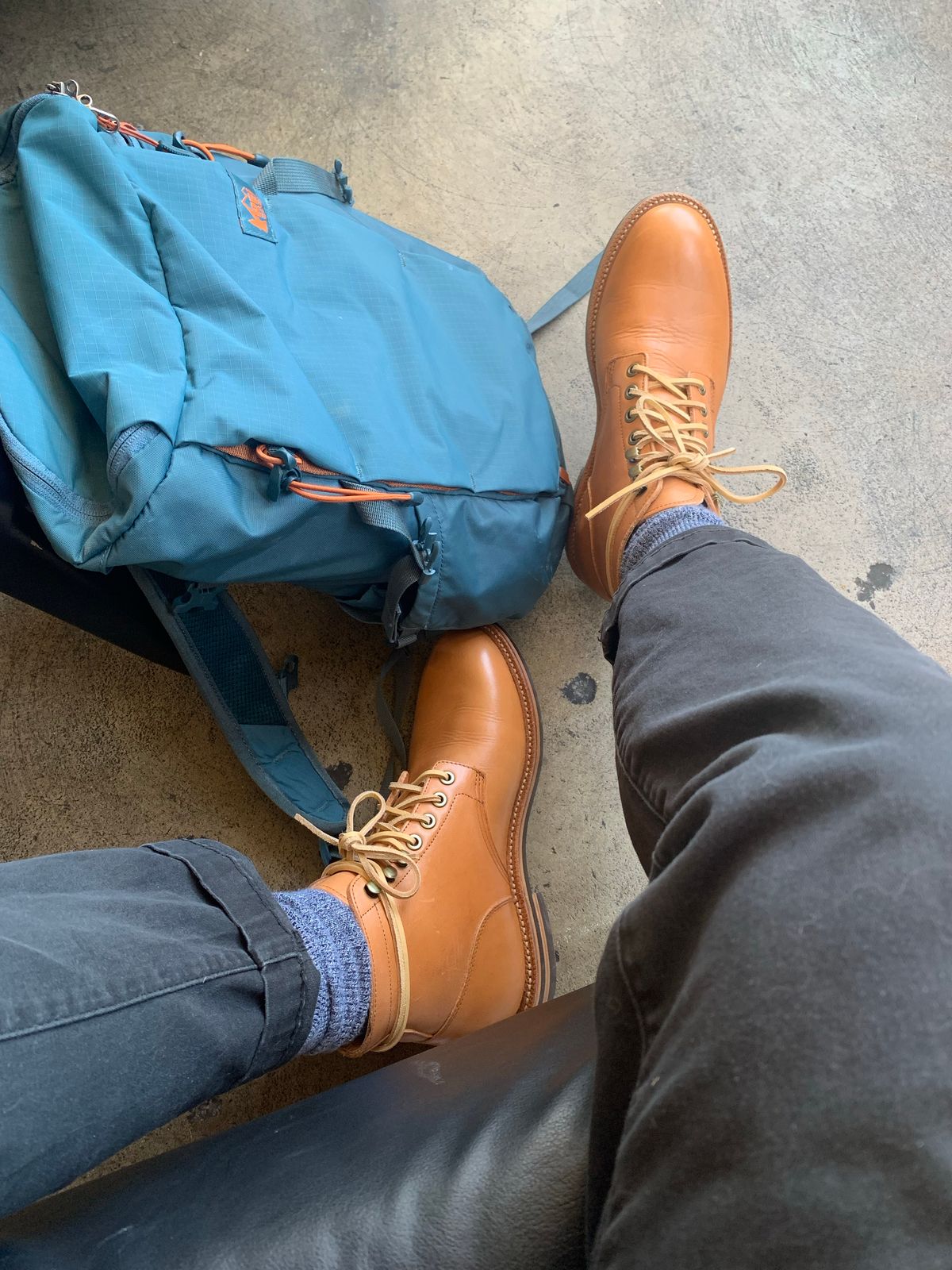 Photo by RobertBootmann on October 4, 2022 of the Grant Stone Diesel Boot in Horween English Tan Essex.