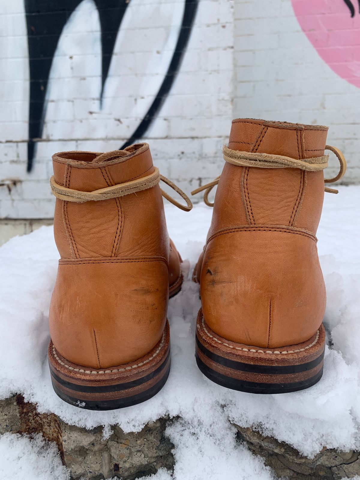 Photo by RobertBootmann on February 5, 2023 of the Grant Stone Diesel Boot in Horween English Tan Essex.