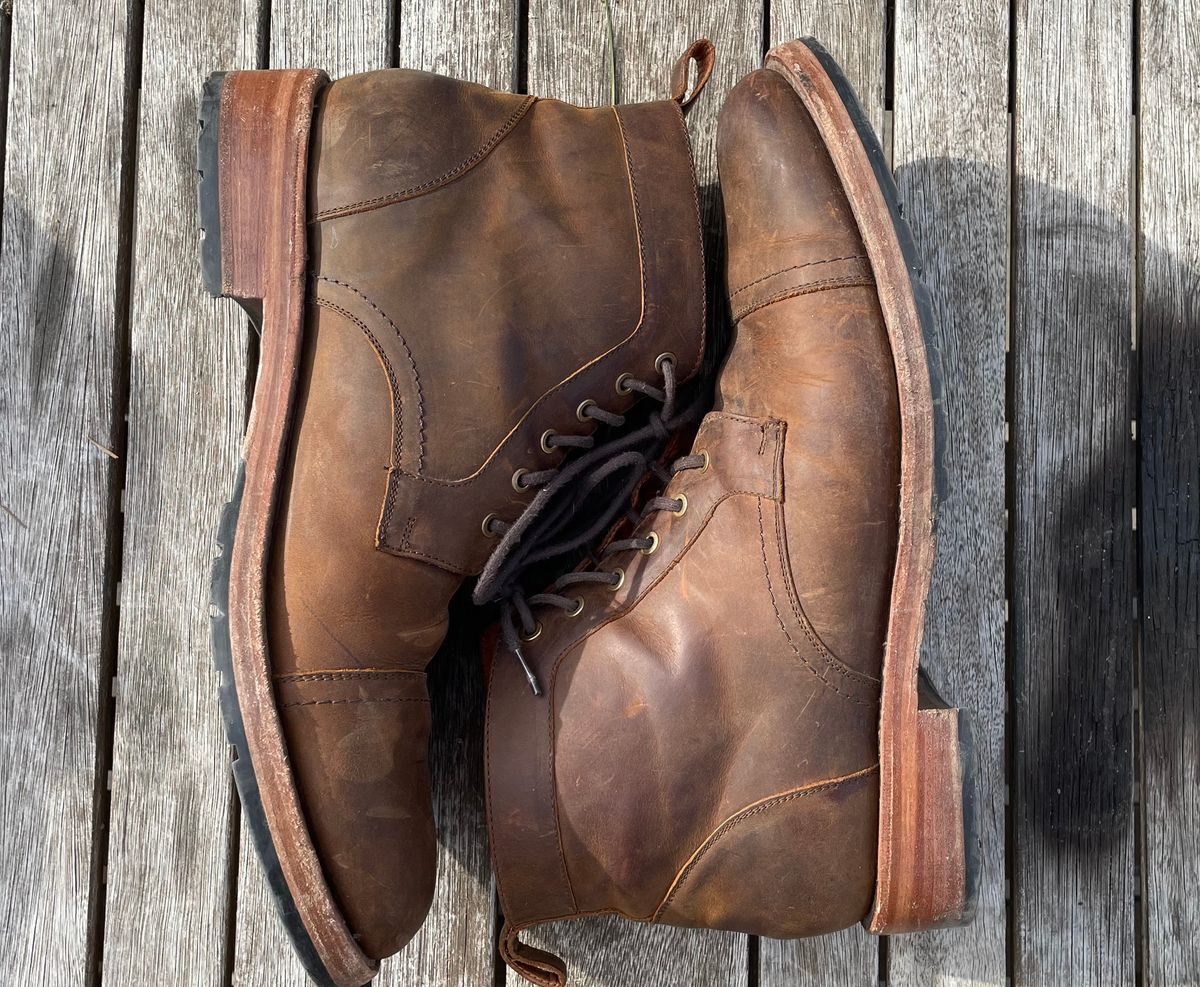 Photo by brypadilla on February 2, 2023 of the Patina Welted Brooklyn Boot in Unknown Leather.