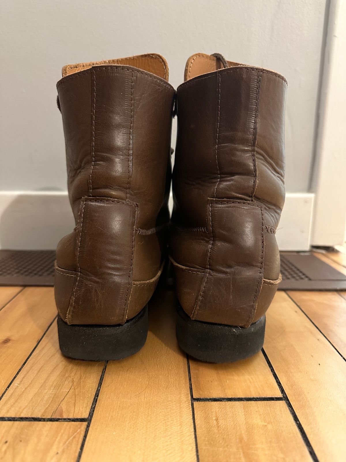 Photo by fcmocs on March 6, 2024 of the Fish Creek Moccasin Hardsole Boot in Horween Olive Chromexcel.