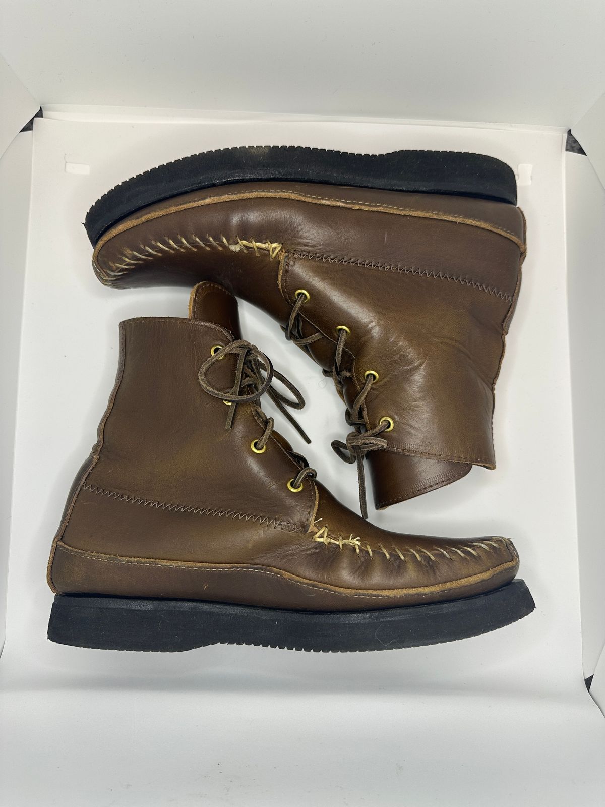 Photo by fcmocs on April 4, 2024 of the Fish Creek Moccasin Hardsole Boot in Horween Olive Chromexcel.