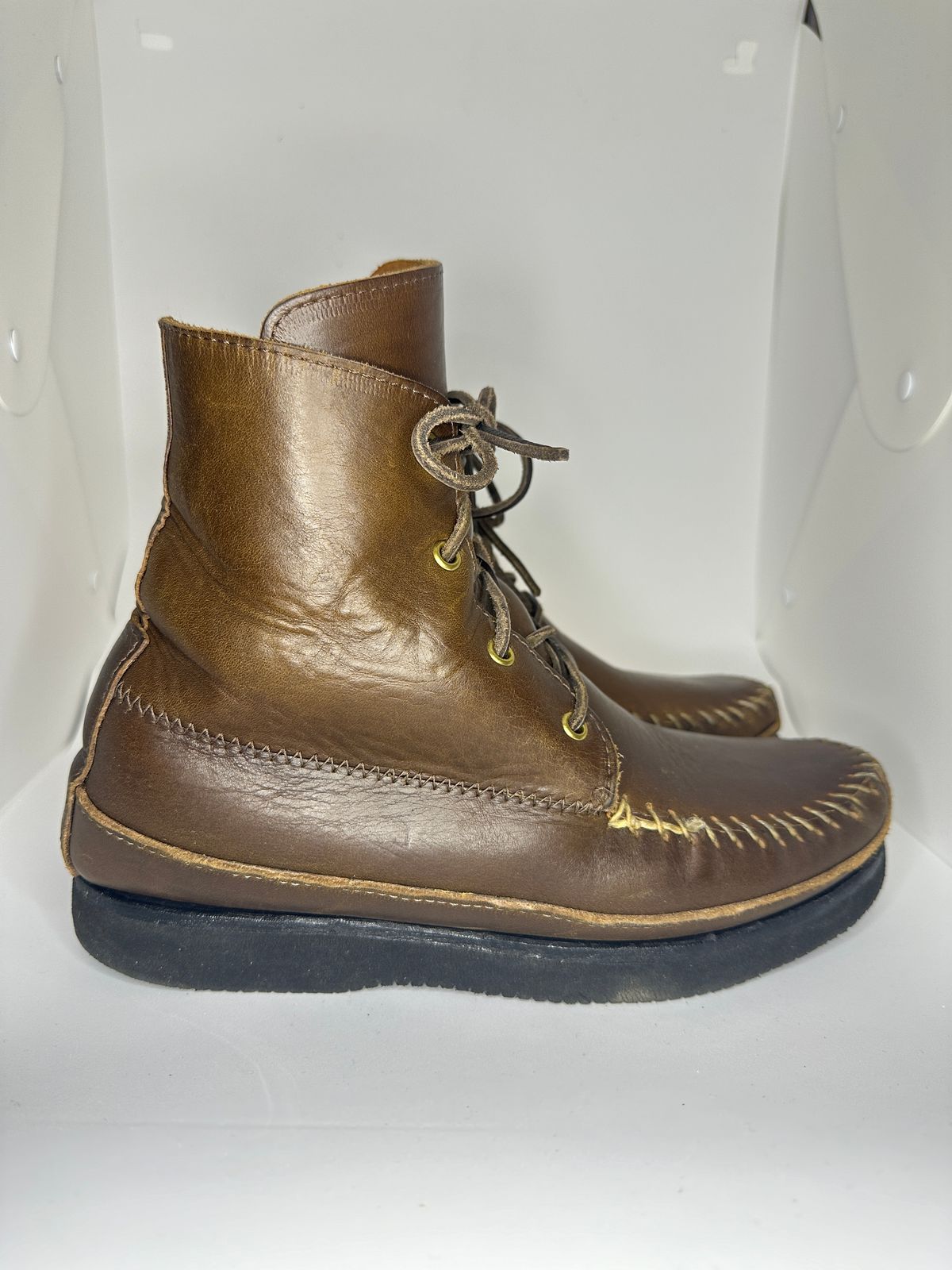 Photo by fcmocs on April 4, 2024 of the Fish Creek Moccasin Hardsole Boot in Horween Olive Chromexcel.