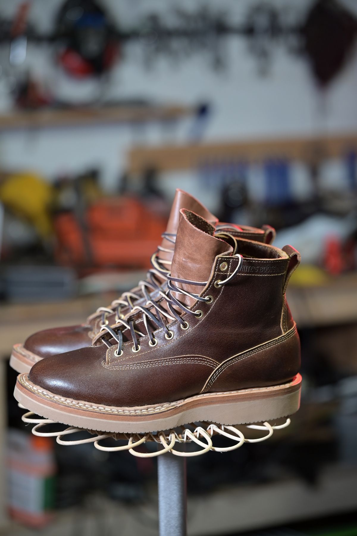 Photo by rmt on October 1, 2024 of the White's 350 Cutter in Horween Cinnamon Waxed Flesh.