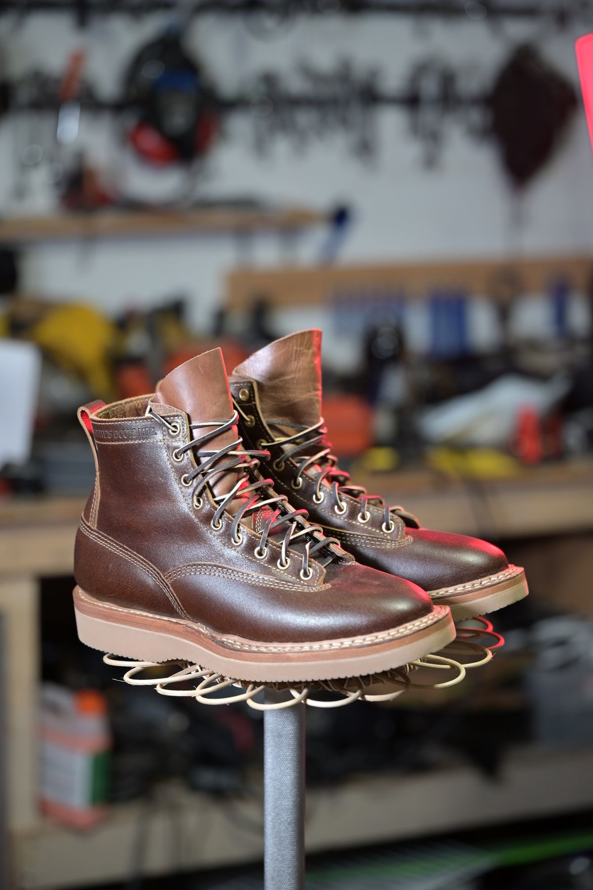 Photo by rmt on October 1, 2024 of the White's 350 Cutter in Horween Cinnamon Waxed Flesh.