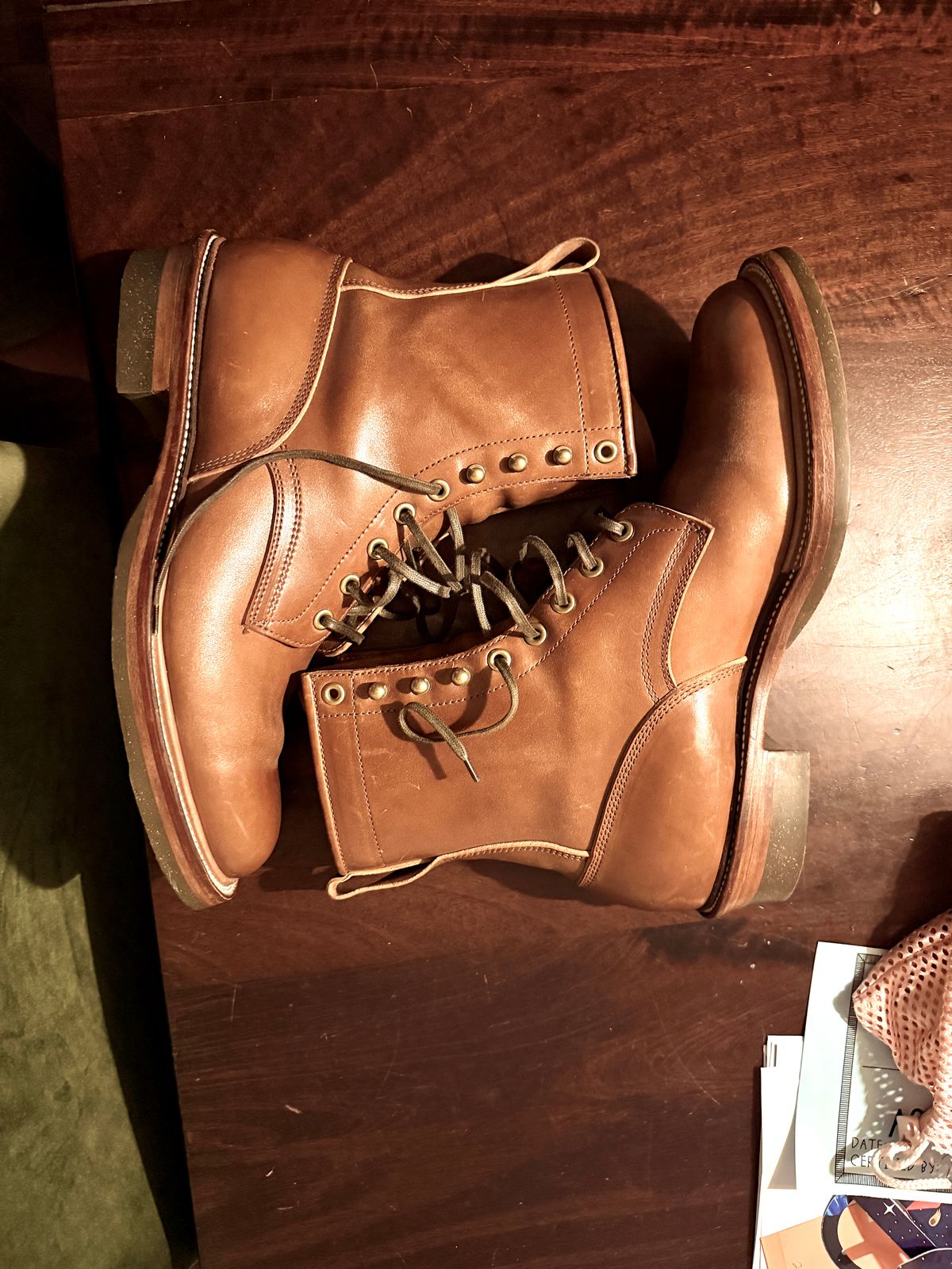 Photo by rmt on October 6, 2025 of the Quan Shoemaker Unknown Model in Maryam Toscanello TPR Horsebutt.