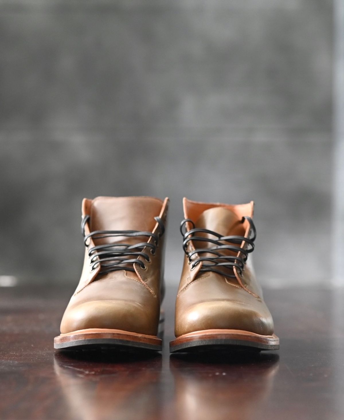 Photo by rmt on October 1, 2022 of the Viberg Wholecut Derby Boot in Horween Calvados Shell Cordovan.