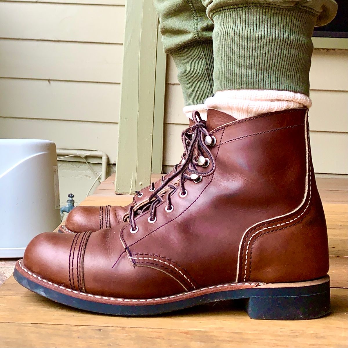 Photo by robyn on September 18, 2021 of the Red Wing Iron Ranger in S.B. Foot Amber Harness.