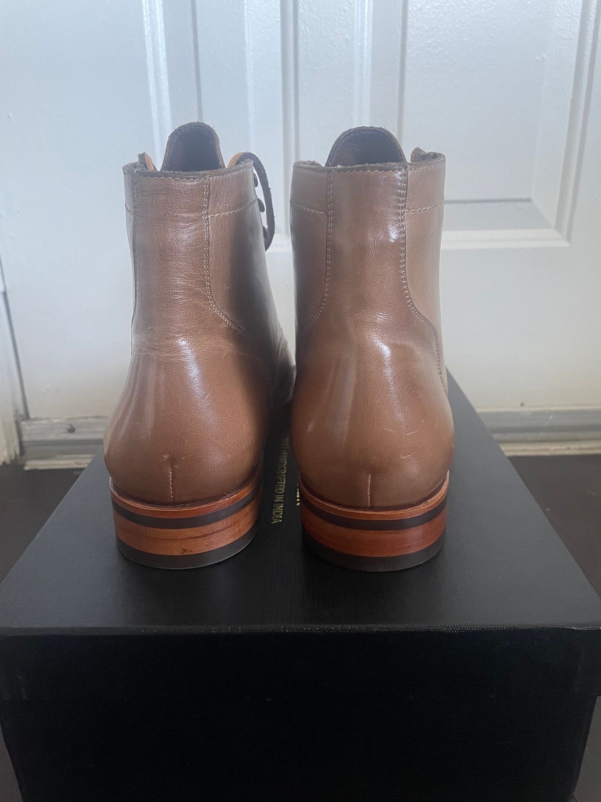 Photo by SkoBuffs23 on October 5, 2023 of the Blkbrd Shoemaker Rudiger Service Boot in Horween Natural Chromexcel.