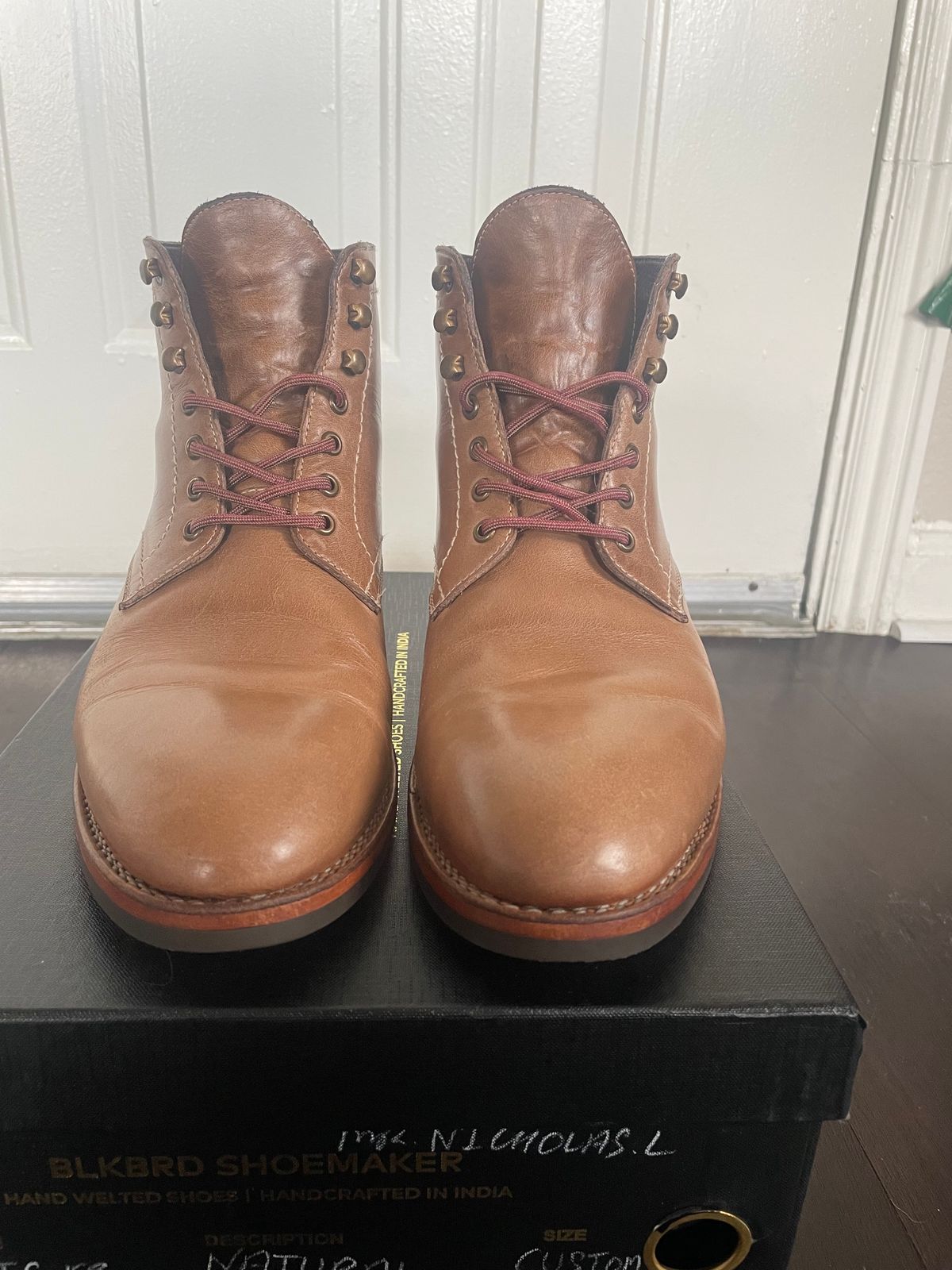 Photo by SkoBuffs23 on November 5, 2023 of the Blkbrd Shoemaker Rudiger Service Boot in Horween Natural Chromexcel.