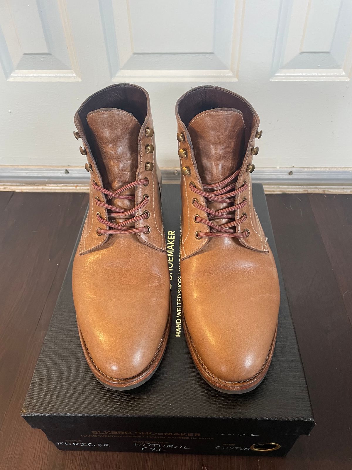 Photo by SkoBuffs23 on December 4, 2023 of the Blkbrd Shoemaker Rudiger Service Boot in Horween Natural Chromexcel.
