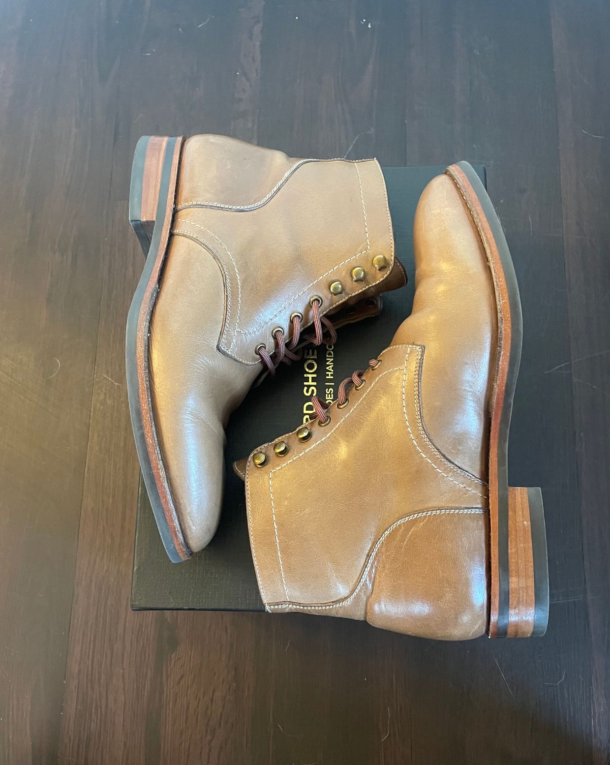 Photo by SkoBuffs23 on January 3, 2024 of the Blkbrd Shoemaker Rudiger Service Boot in Horween Natural Chromexcel.