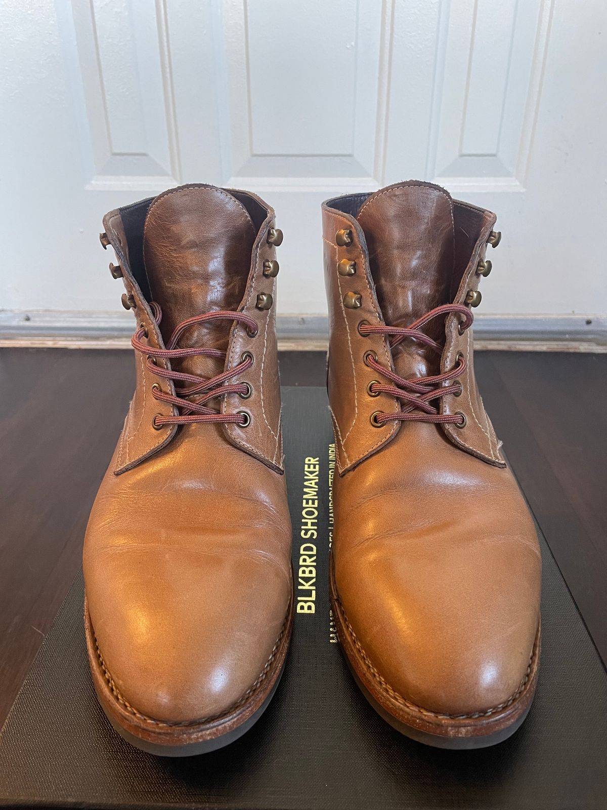 Photo by SkoBuffs23 on January 3, 2024 of the Blkbrd Shoemaker Rudiger Service Boot in Horween Natural Chromexcel.