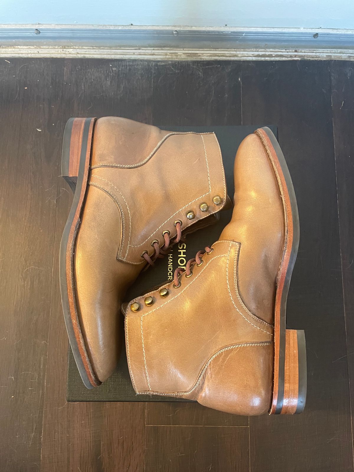 Photo by SkoBuffs23 on February 5, 2024 of the Blkbrd Shoemaker Rudiger Service Boot in Horween Natural Chromexcel.