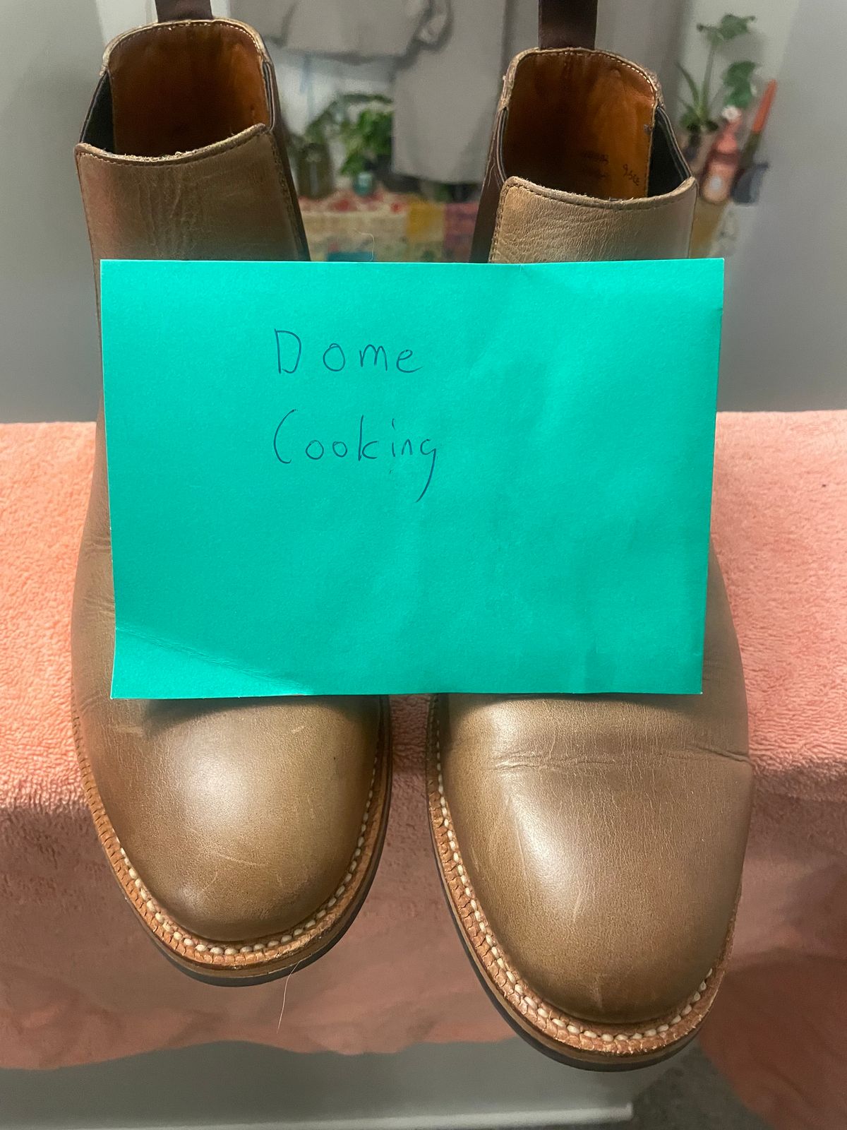 Photo by SkoBuffs23 on November 6, 2025 of the Grant Stone Chelsea Boot in Horween Dune Chromexcel.