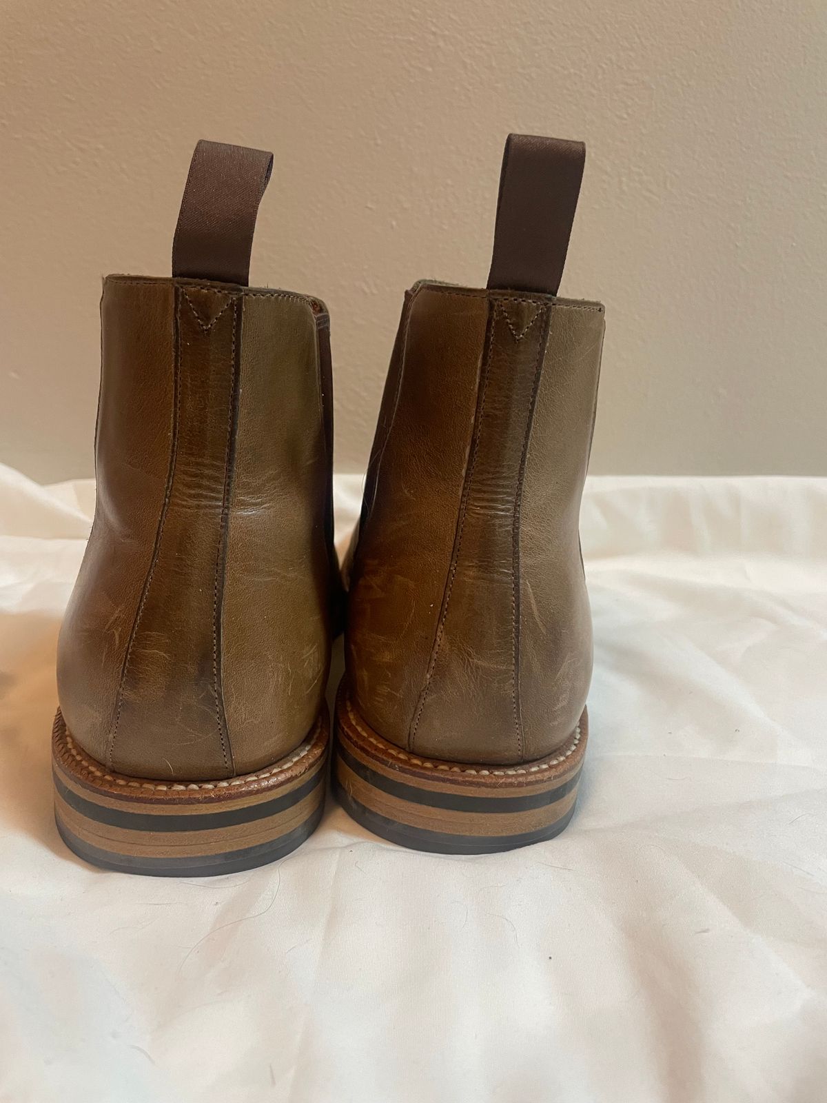 Photo by SkoBuffs23 on February 6, 2026 of the Grant Stone Chelsea Boot in Horween Dune Chromexcel.